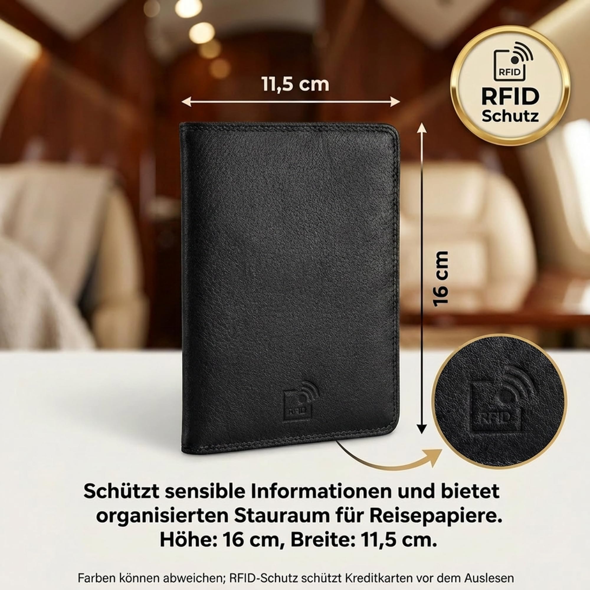 Josephine Osthoff Ausweisetui Reisepasshülle hochformat Ausweishülle Leder Damen gross Ausweistasche Herren passport cover RFID-Schutz Brieftasche ohne Münzfach (941)
