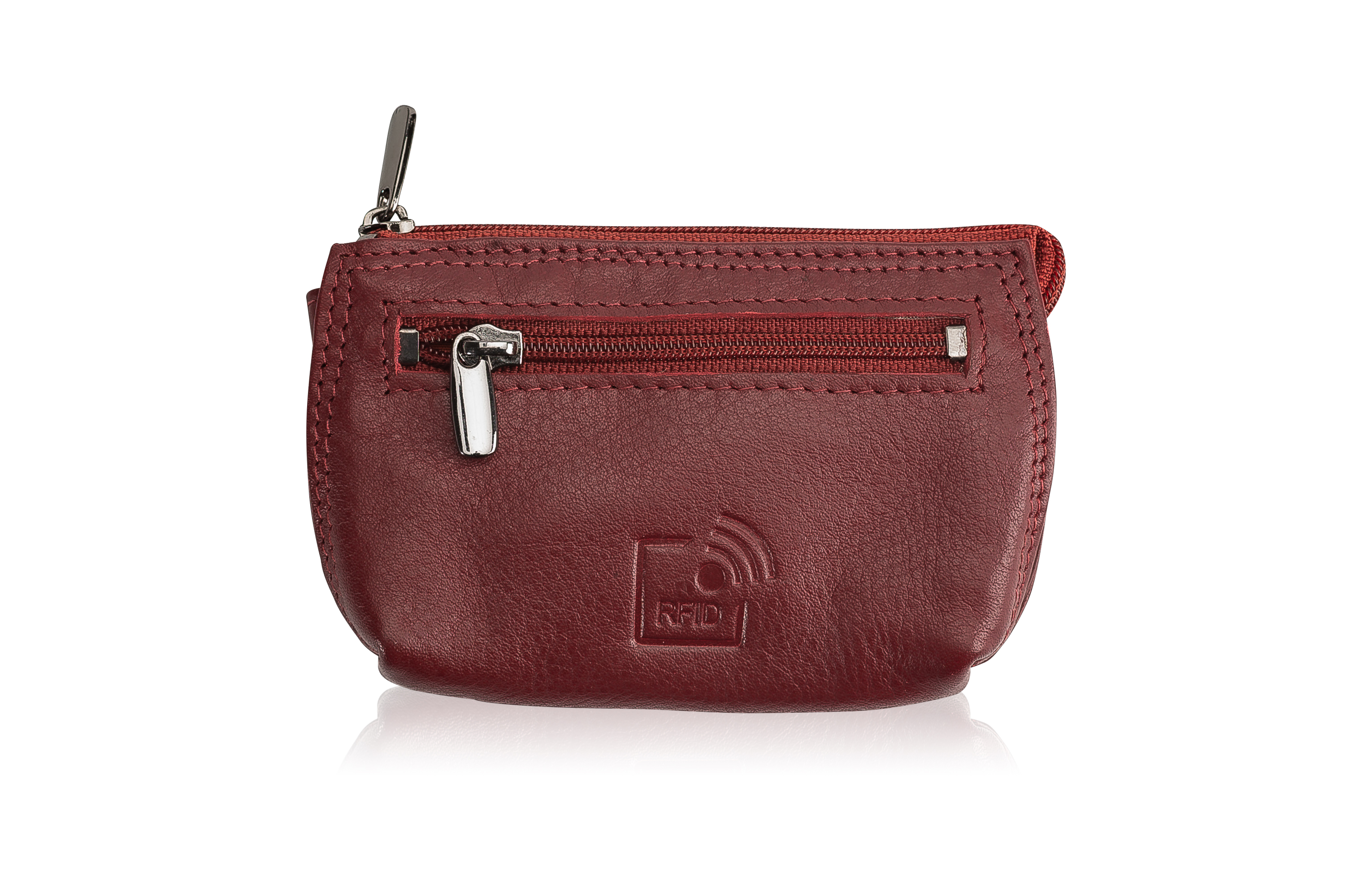 Josephine Osthoff - Schlüsseltui MAXX Schlüsseltasche Münztasche in Leder Echtleder mit Kreditkarten-RFID-Schutz Doppelnaht 1 Außentasche 1 Kartenfach 1 Schlüsselfach mit 2 Ringen