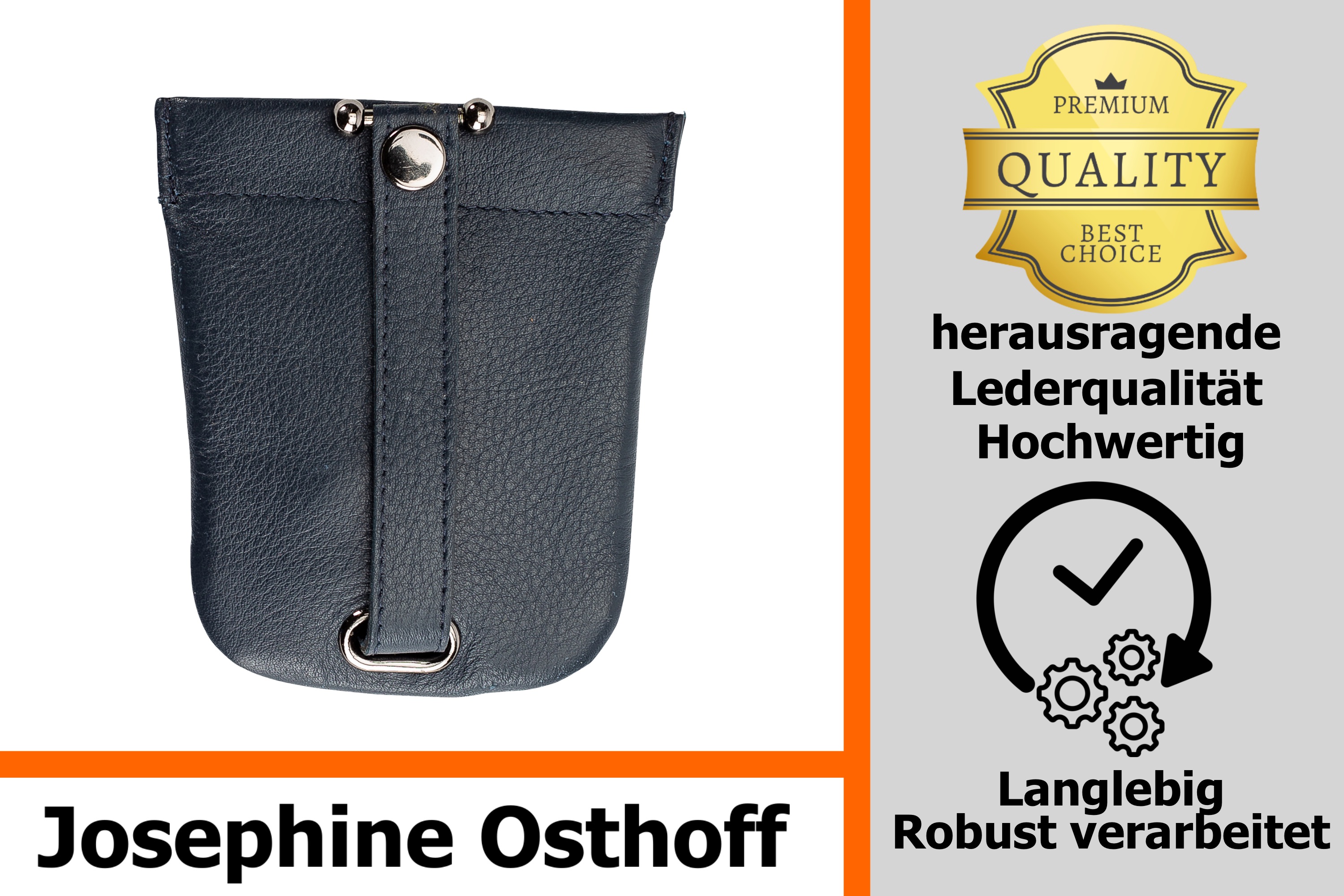 Josephine Osthoff Schlüsseltasche Schlüsselglocke echt Leder Damen gross Schlüsseletui Herren Schlüsselmappe RFID-Schutz (968)