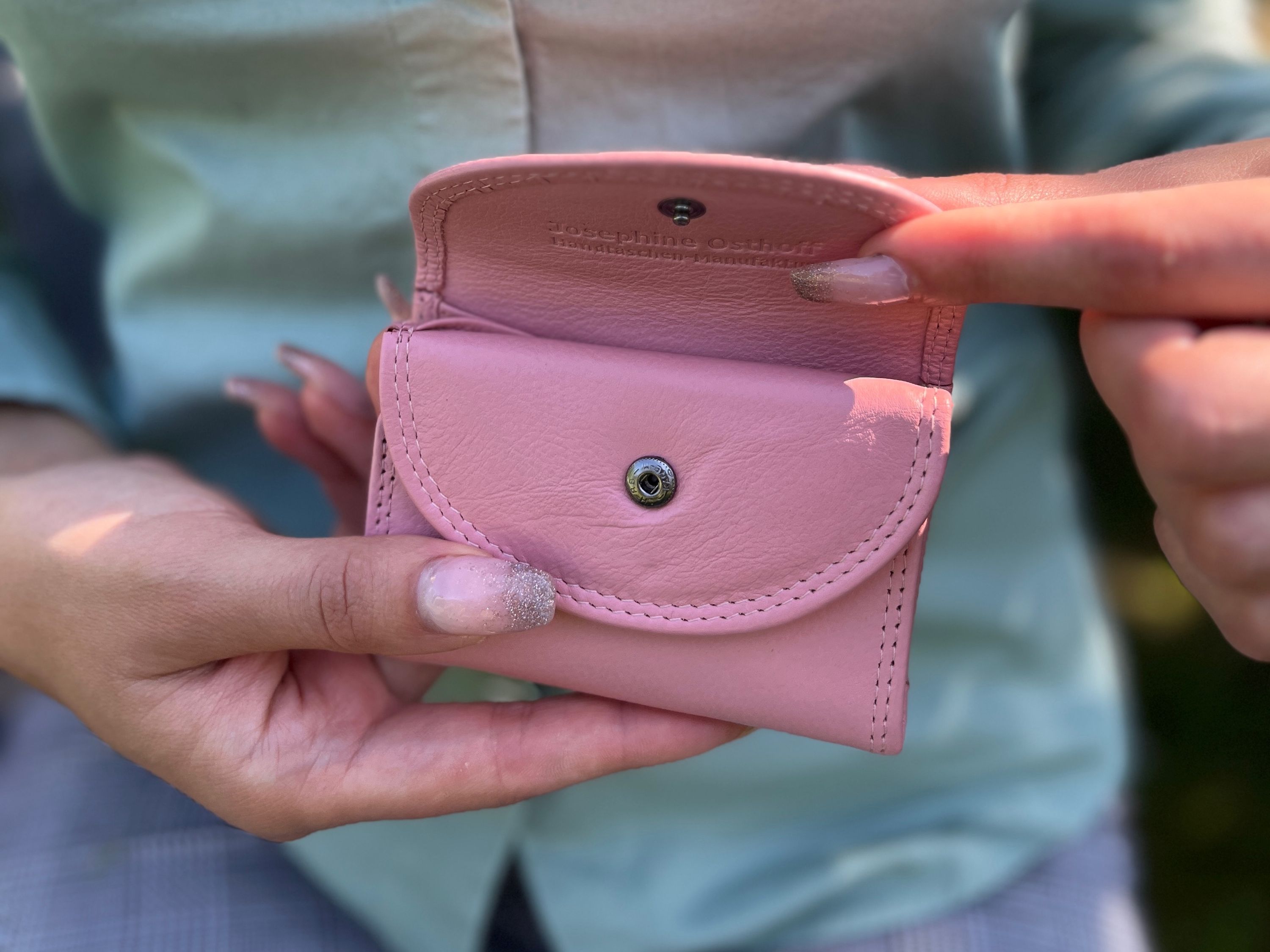 Josephine Osthoff Damen Geldbörse klein praktisch für Münzen, Scheine und Karten Herren Portemonnaie klein und slim aus 100% Echtleder, RFID Schutz (204)