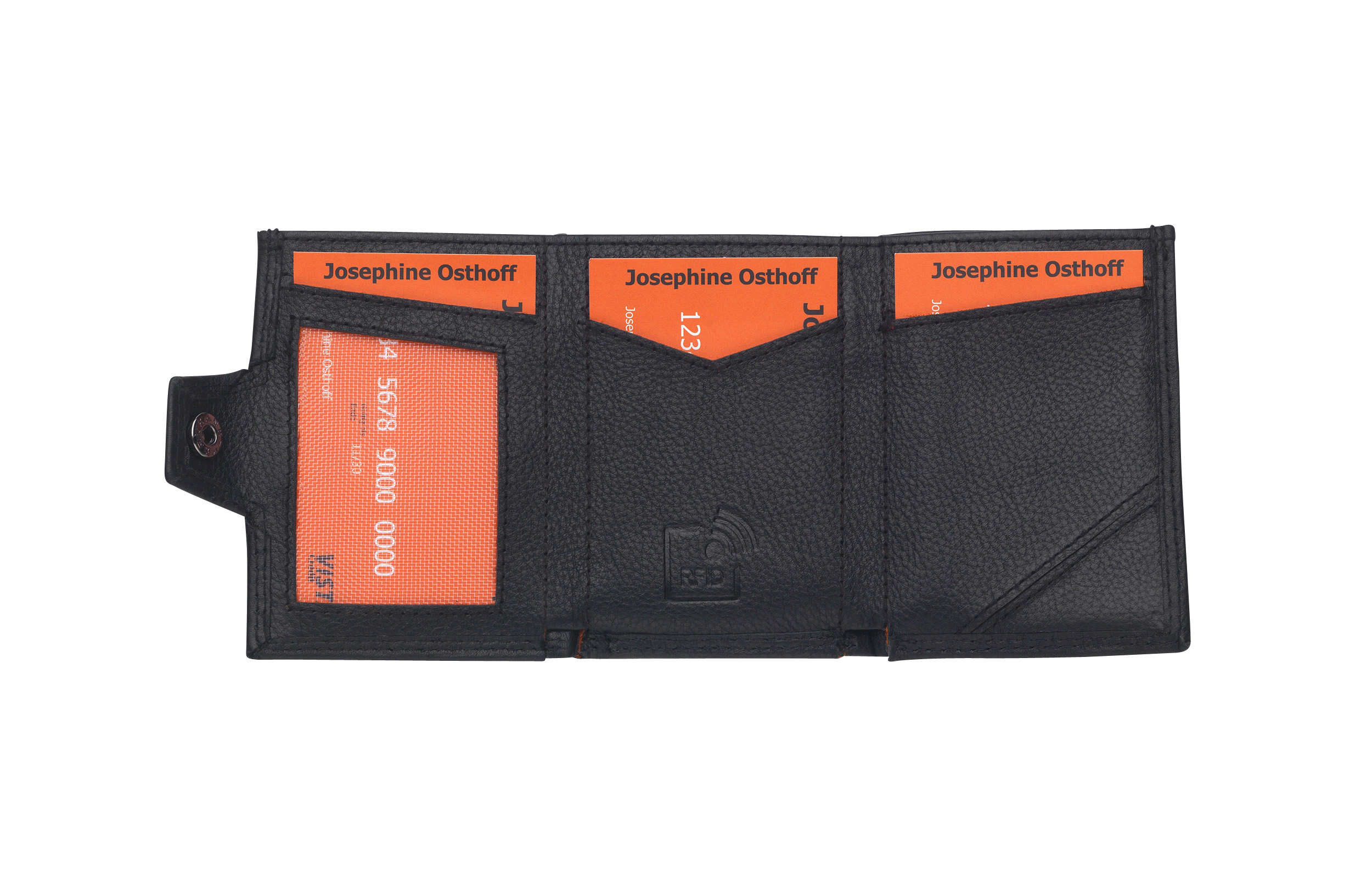 Josephine Osthoff Mini Geldbörse mit Münzfach, RFID Credit Card Holder Damen und Herren slim wallet 100% Echtleder