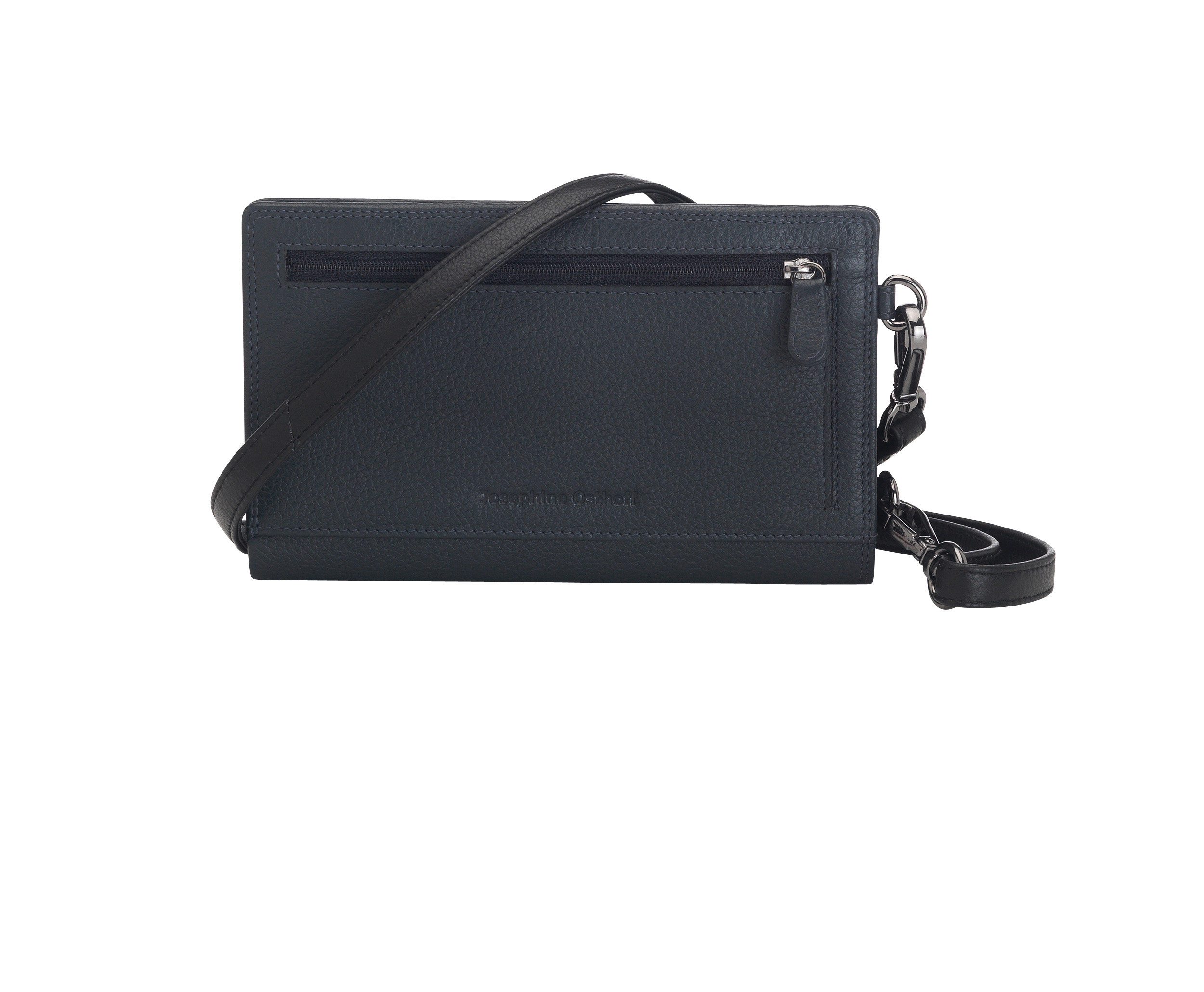 Josephine Osthoff Handy Umhängetasche mit Geldbörse, handgemacht aus 100% Echtleder, Clutch für Damen, RFID Schutz, Crossbody Schultergurt, 12 Kartenfächer
