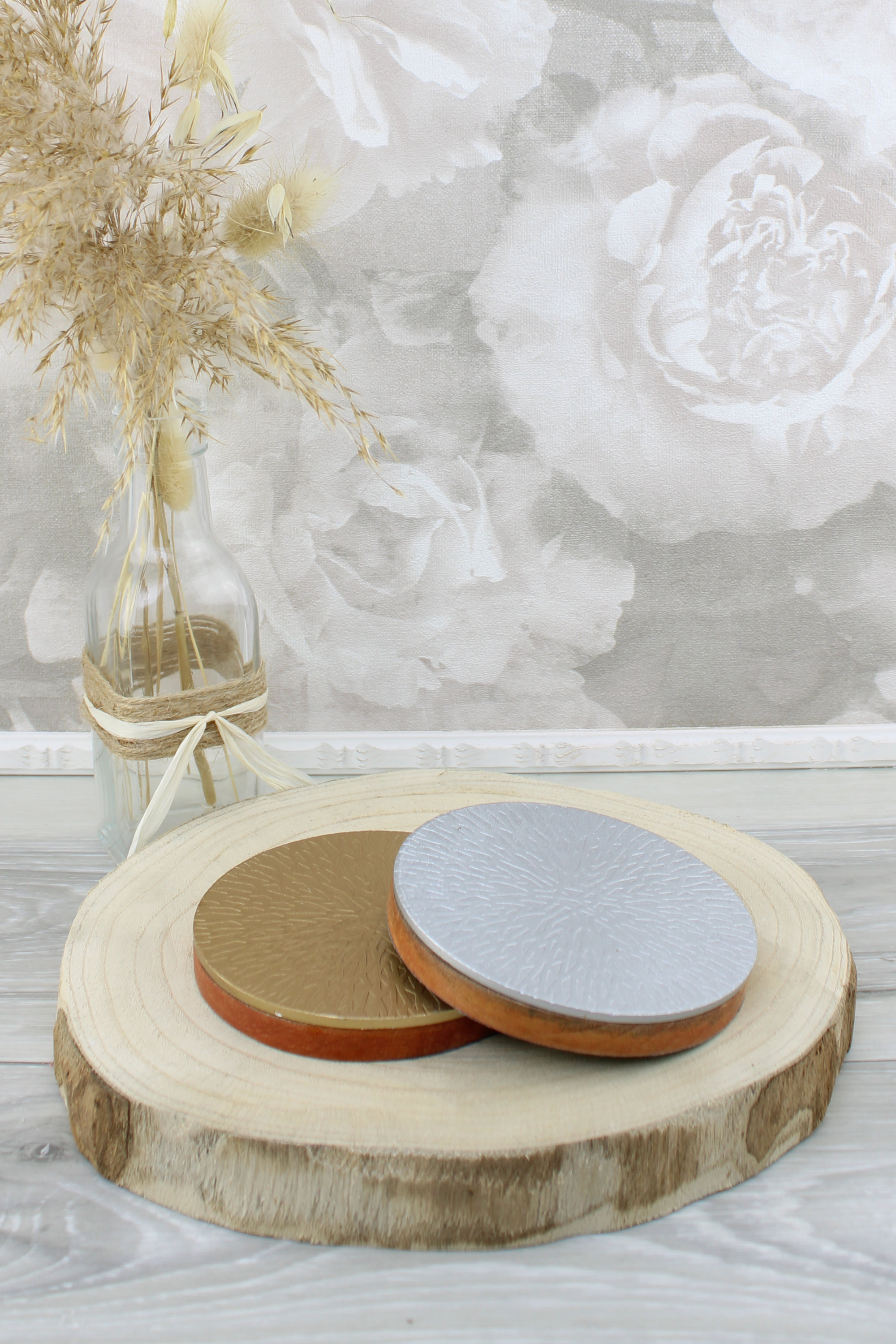 Kerzenteller Holz silber oder gold 2362