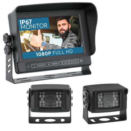 -ANGEBOT- 7" Rückfahrkamera Set TRANSIT |  IP67-Monitor mit 2 x Schwerlast Kamera 120° RVS-24101