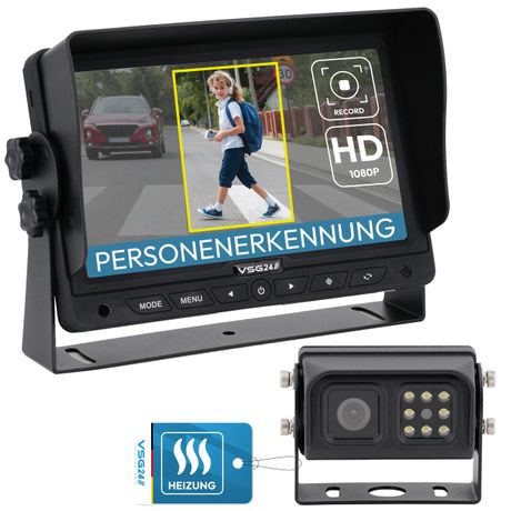 7" Rückfahrkamera Set VISION AI PRO | 1080P HD Kamera mit Personenerkennung und akustischer Abstandswarnung