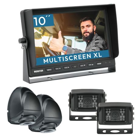 10" Rückfahrkamera Set RUNDUMBLICK |  mit 2 x Schwerlast-Kamera 120° & 2 x Seitenblickkamera 150° RVS-24521