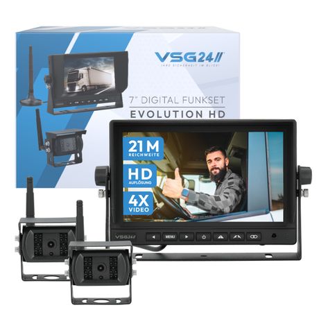 7" FUNK-Set EVOLUTION HD mit 2 Kameras Wohnmobil & LKW bis 21 Meter  RVS-24543