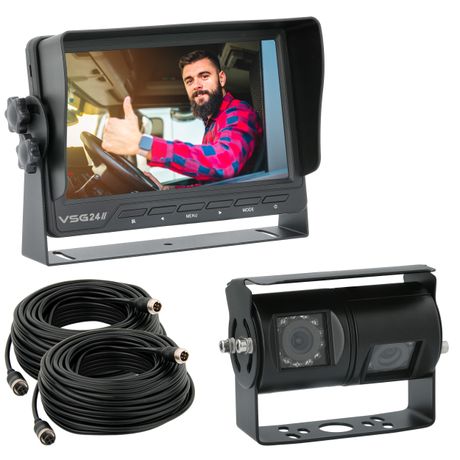 7" Rückfahrkamera Set ADVANCED |  Multiscreen-Monitor mit Doppellinsenkamera 90°,120° Blickwinkel Transporter, Wohnmobil & LKW RVS-24561