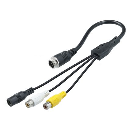 4 Pin Rückfahrkamera Adapterkabel Anschlusskabel Cinch Adapter (RCA, Video, Audio) 12V-24V