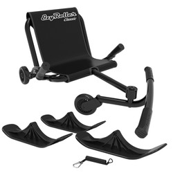 EzyRoller Classic mit Snow Kit Komplettset EzyRoller Classic Kinderfahrzeug Schwarz mit Kufen – Dreiradscooter und Trike für Kinder 4–14 Jahre