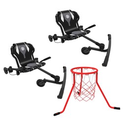 EzyRoller Basketball Bundle - 2x EzyRoller Drifer X Schwarzes 2er Drift Dreirad Bundle mit Basketballkorb – EzyRoller Drifter X als sportliches Gokart Bewegungsspielzeug für Kinder.