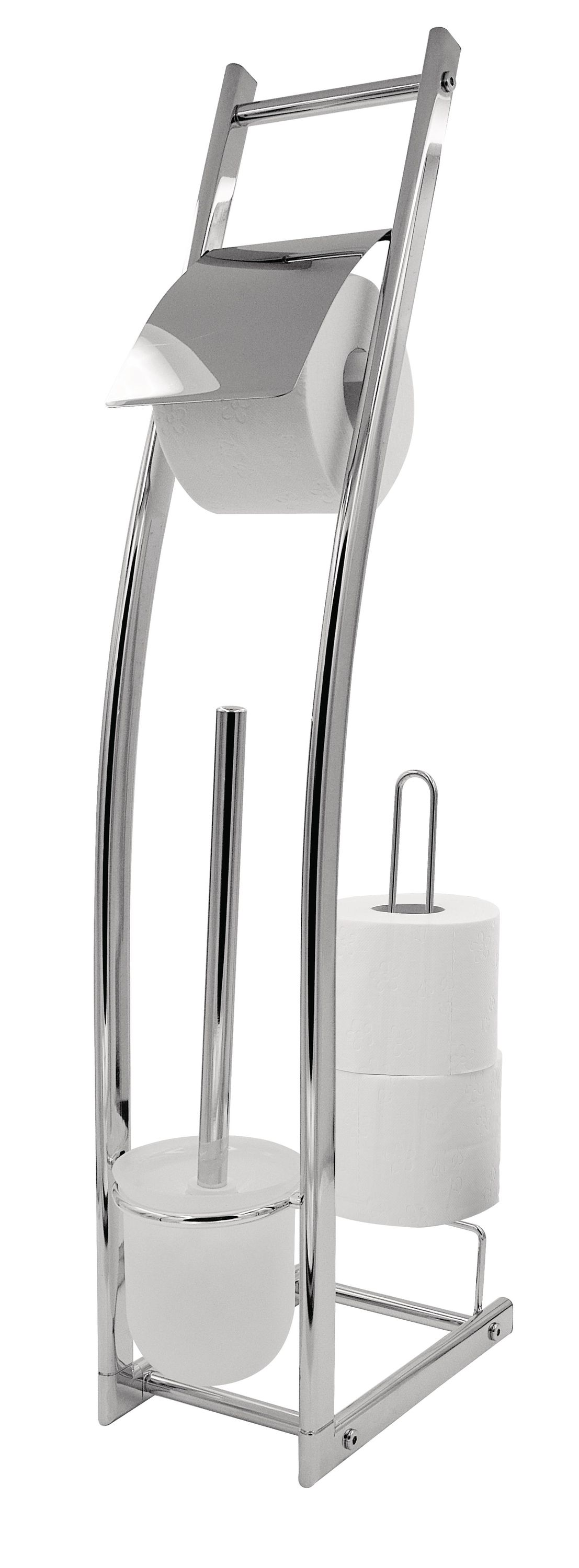 Stand-WC-Garnitur Fabio mit Ersatzrollenhalter chromfarben glänzend ca. 15 x 74 x 27 cm