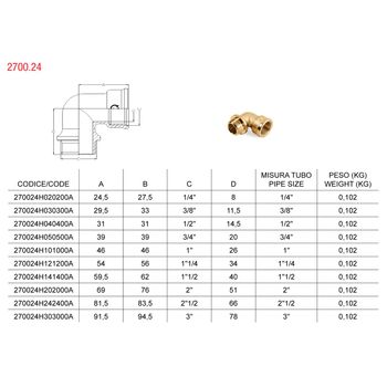 Caleffi Messing Verschraubung Winkel 40 mm x 1 1/4 Zoll Innengewinde | Stabilo Sanitär