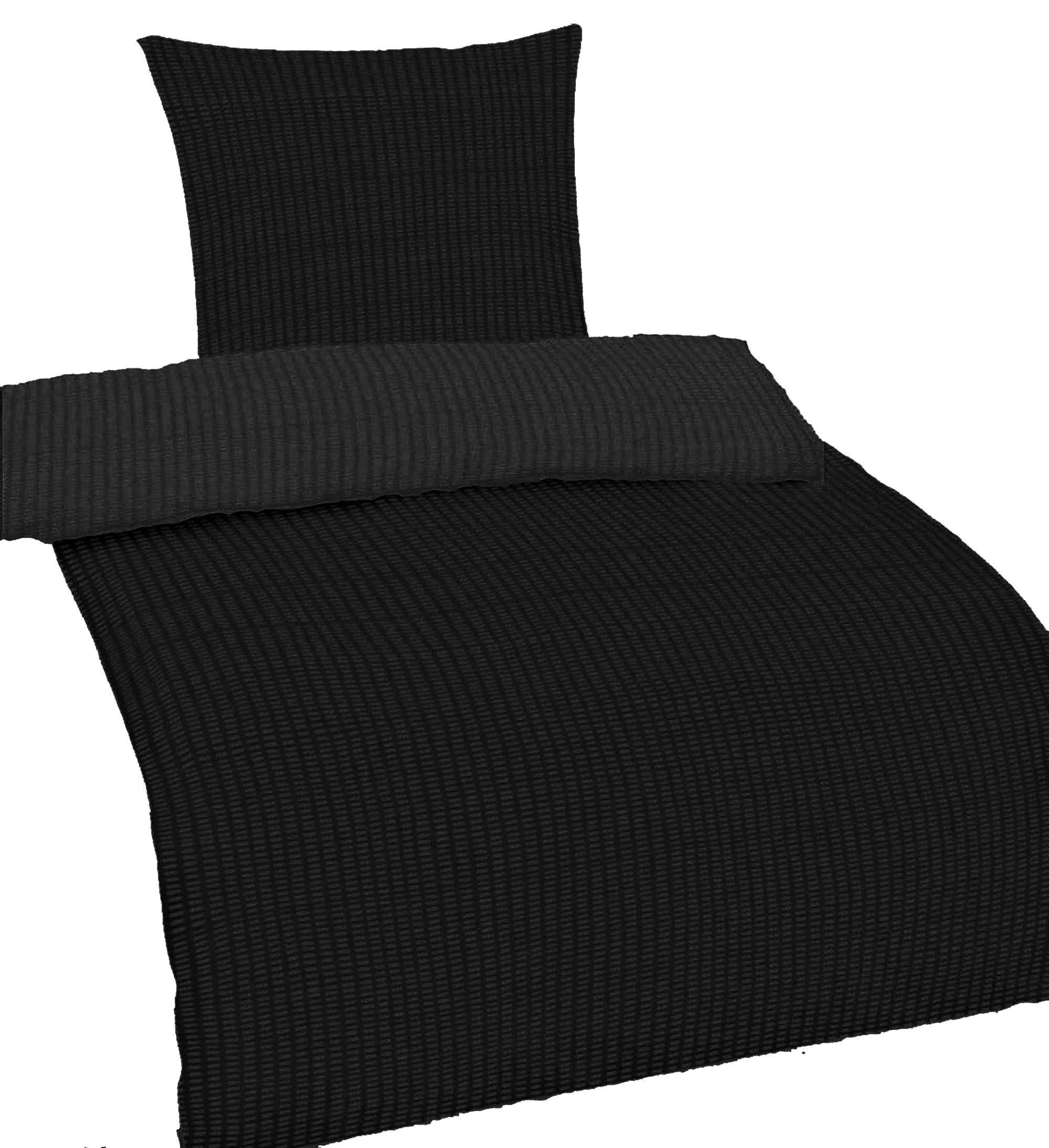 Seersucker Bettwäsche 135x200 Schwarz