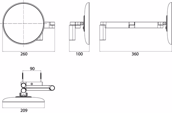 Wand-Kosmetikspiegel mit Beleuchtung Ø 209mm