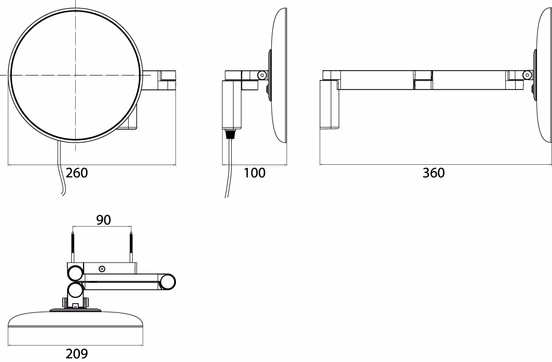 Wand-Kosmetikspiegel mit Beleuchtung Ø 209mm