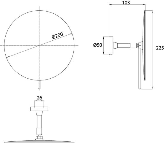 ecv-dim0023203.jpg Skizze zu Wand-Kosmetikspiegel Ø 200mm 3-Fach