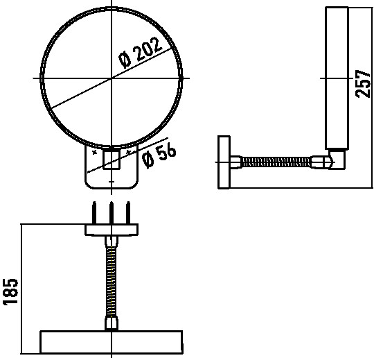 ecv-dim0009434.jpg Skizze zu Wand-Kosmetikspiegel Ø 202mm 3-Fach7-fach