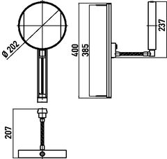 Skizze zu Wand-Kosmetikspiegel mit Beleuchtung Ø 202mm 3-Fach7-fach