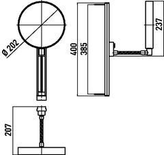 Skizze zu Wand-Kosmetikspiegel Ø 202mm 3-Fach7-fach