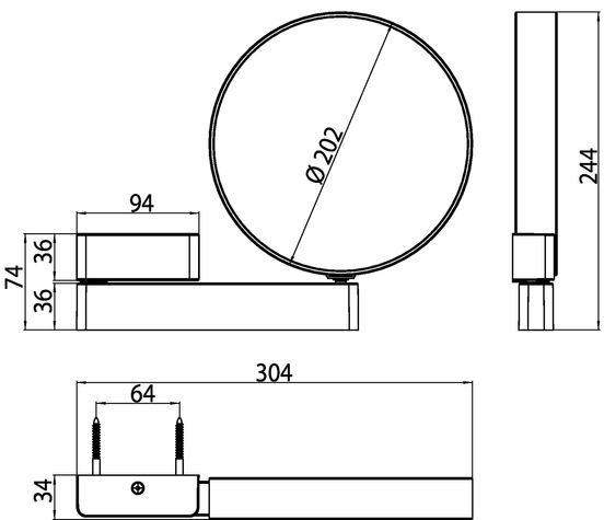 ecv-dim0016658.jpg Skizze zu Wand-Kosmetikspiegel Ø 202mm 3-Fach7-fach
