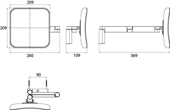 ecv-dim0023075.jpg Skizze zu Wand-Kosmetikspiegel mit Beleuchtung 5-fach