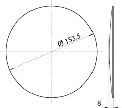 Skizze zu Wand-Kosmetikspiegel Ø 153mm