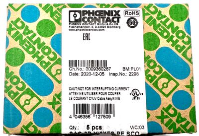 5x Phoenix Contact SAC-3P-Y/2XFS PE SCO 1523971 Y-Verteiler -unused/OVP