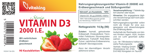Vitamin-D3 mit Erdbeergeschmack 2000 I.E. (90)