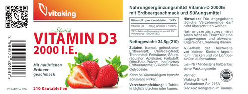 Vitamin-D3 mit Erdbeergeschmack 2000 I.E. (210)