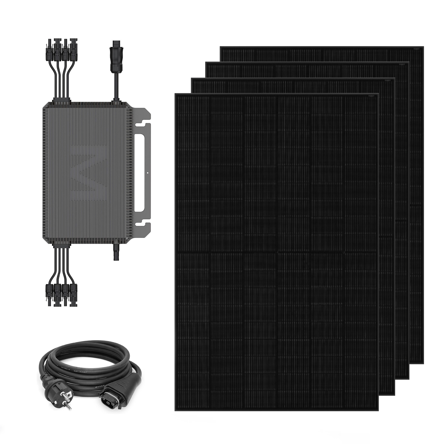 Balkonkraftwerk 2000W - 4x Ja-Solar 500W Fullblack Bifacial Glas-Glas PV-Module + Marstek MST-MI2000W Mikro-Wechselrichter 2000W Wifi