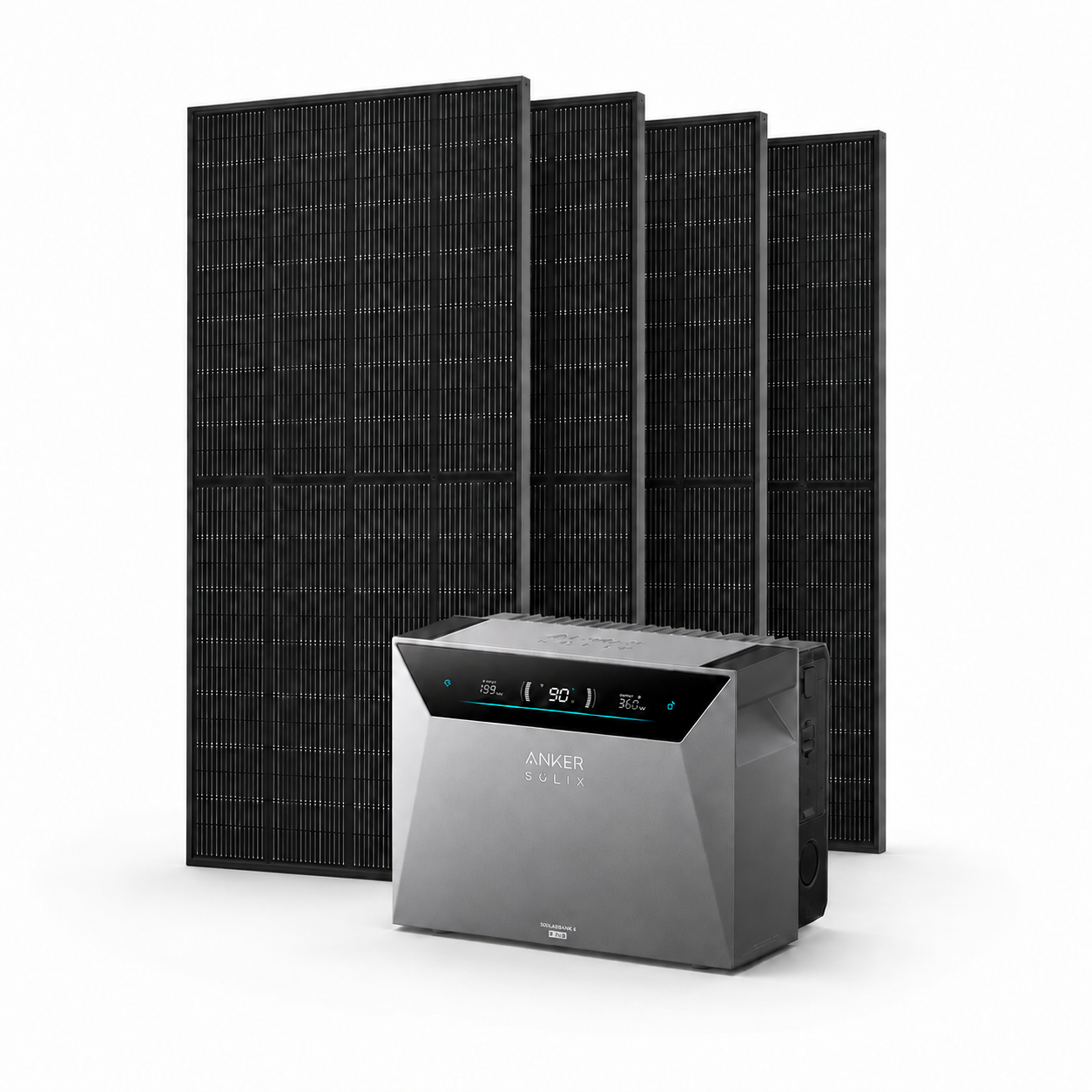 Balkonkraftwerk 2000W - 4x Ja-Solar 500W Fullblack Bifacial Glas-Glas PV-Module + Anker SOLIX Solarbank 4 E5000 Pro Akku für Balkonkraftwerke 5000Wh