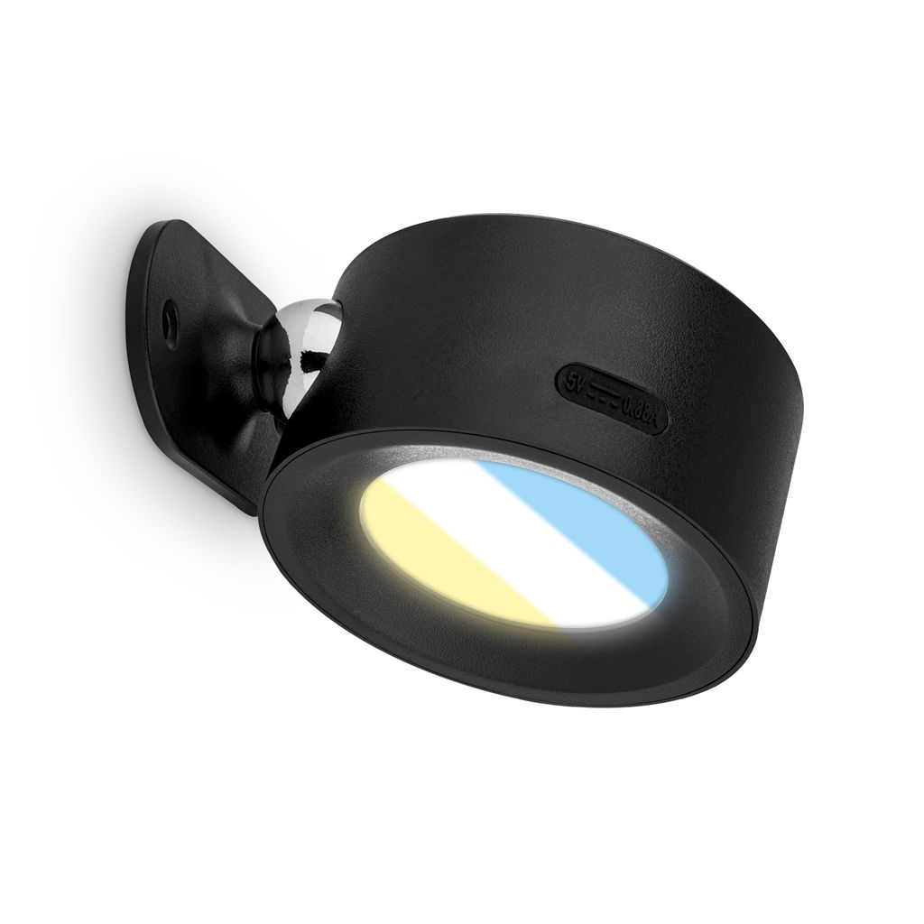 Akku Wandlampe Ohne Bohren Magnetisch Wandleuchte Leselampe Kabellos USB Schwarz