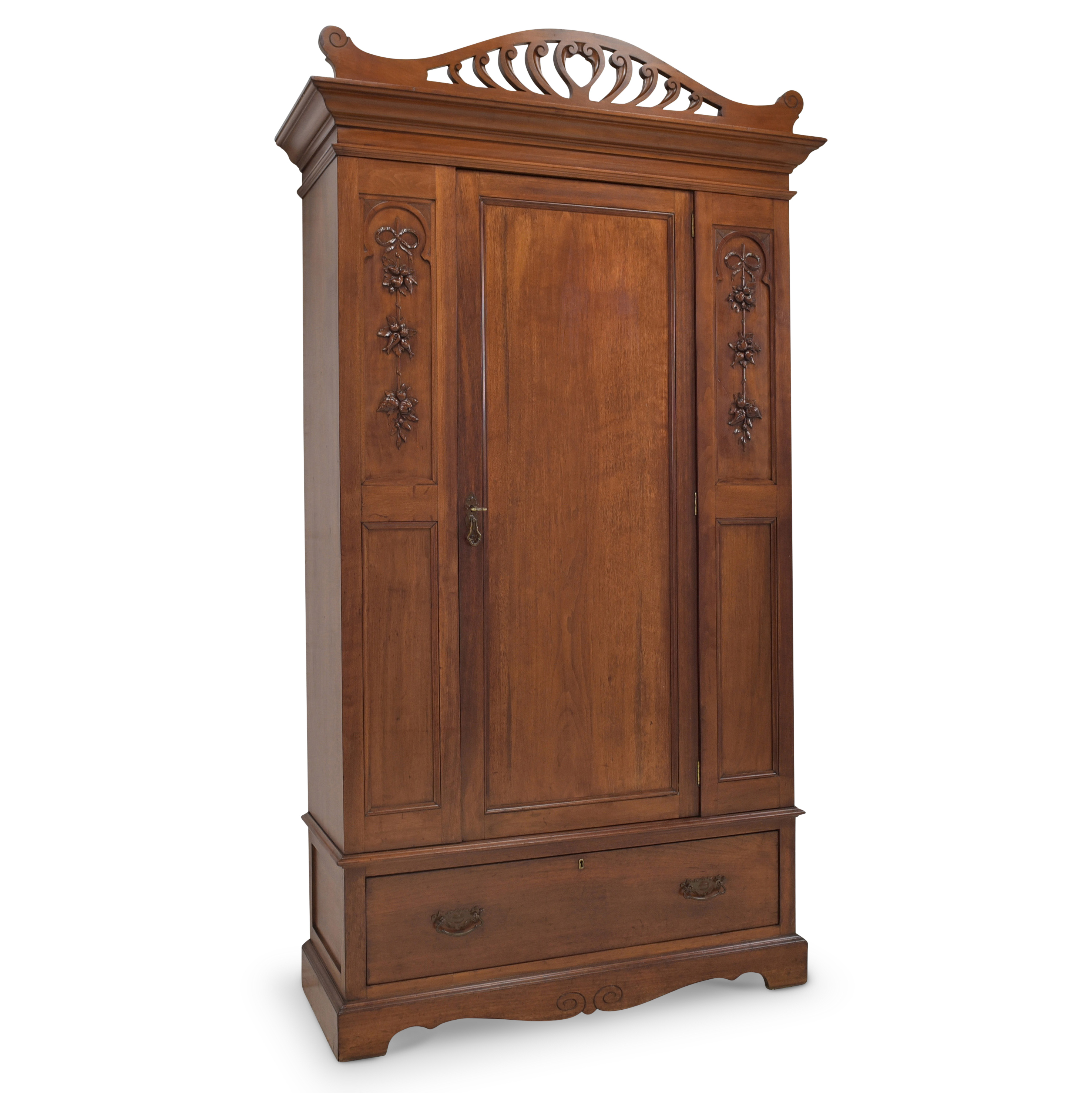 ANTIK! Eintüriger Kleiderschrank restauriert Jugendstil Nussbaum Dielenschrank
