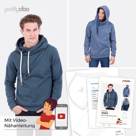 Kapuzenpullover - Tony - Papier-Schnittmuster
