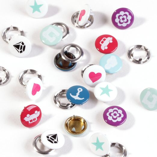 Boutons pressions Jersey 11mm imprimés Boutons pressions Jersey 11mm imprimés