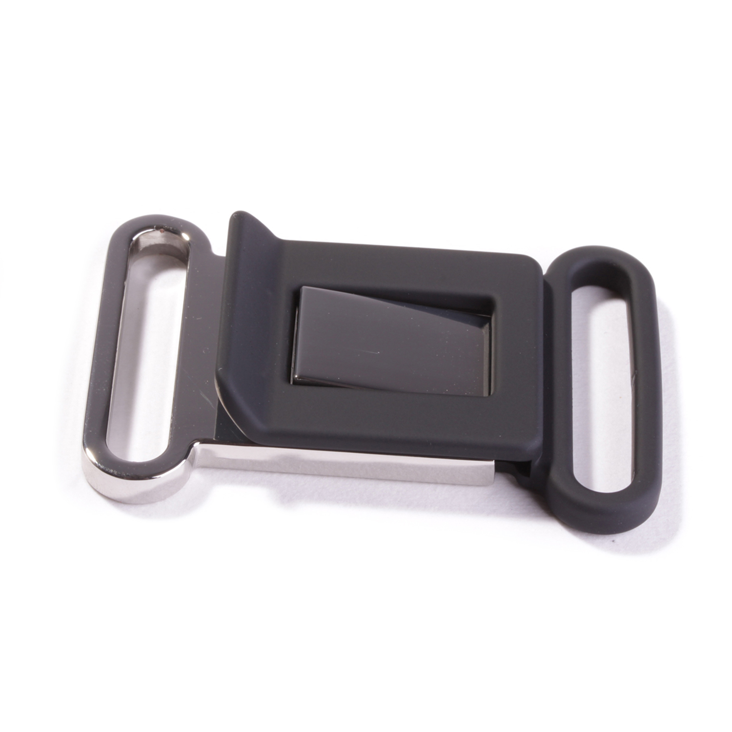 Steckschließe Kunststoff Metall Kombination - schwarz - 40mm-0 Steckschließe Kunststoff Metall Kombination - schwarz - 40mm-0