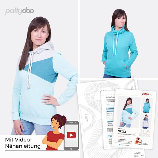 Freestyle Hoodie - Nelly - Papier-Schnittmuster