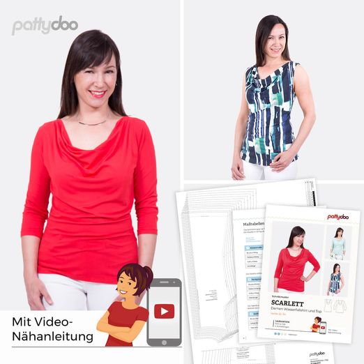 Wasserfall Shirt - Scarlett - Papier-Schnittmuster