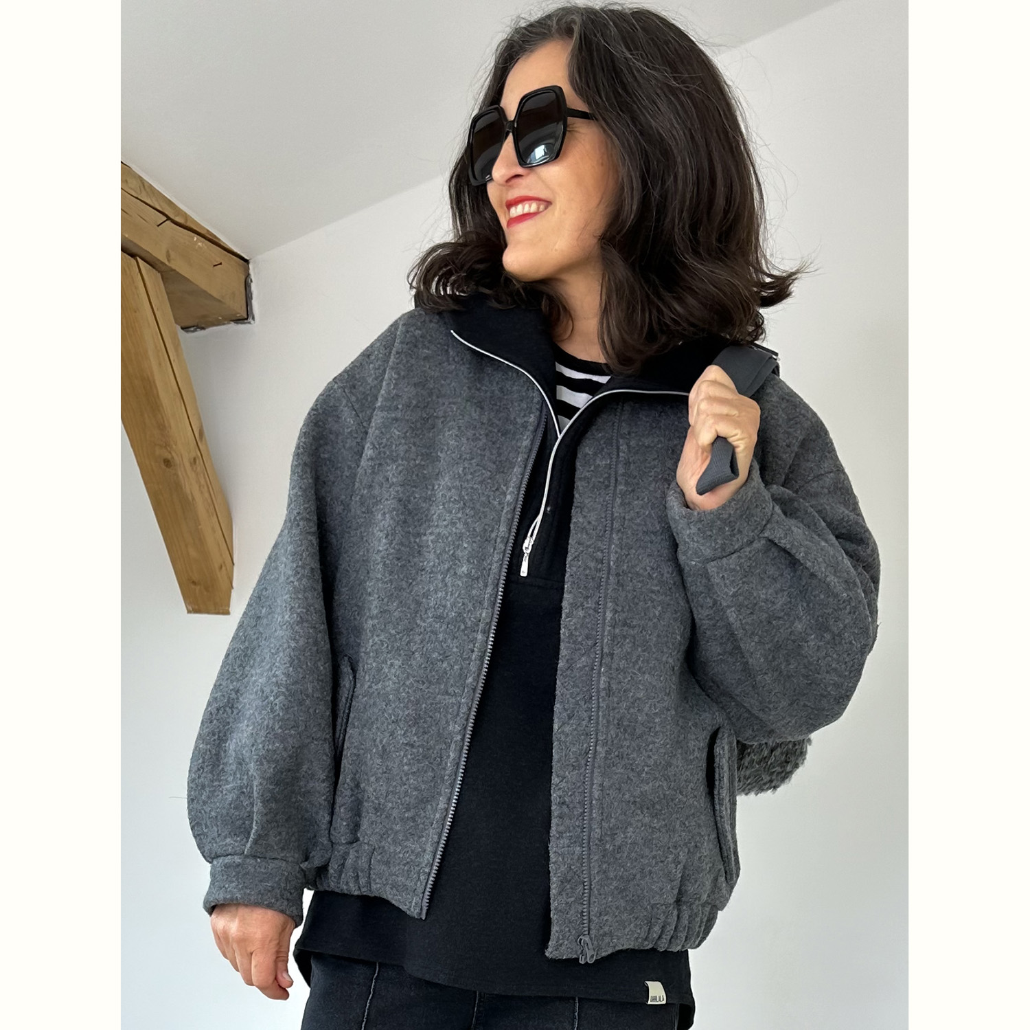 Laine bouillie loden Waltraud - Gris Mélange Uni-1 Laine bouillie loden Waltraud - Gris Mélange Uni-1