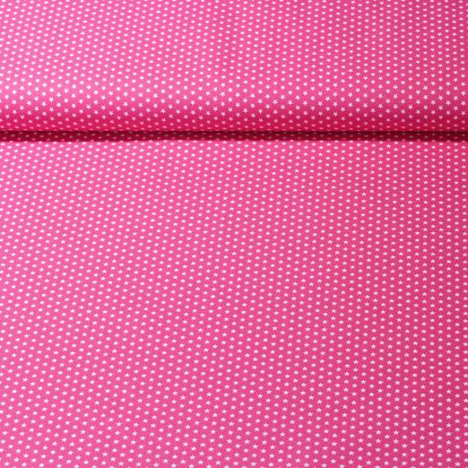 Popeline de coton Stella - Mini étoiles Fuchsia Blanc