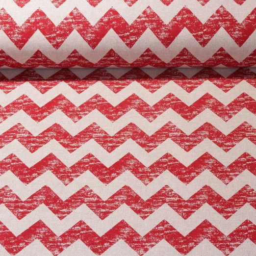 Canvas gemustert - Zick Zack Beige Rot Canvas gemustert - Zick Zack Beige Rot
