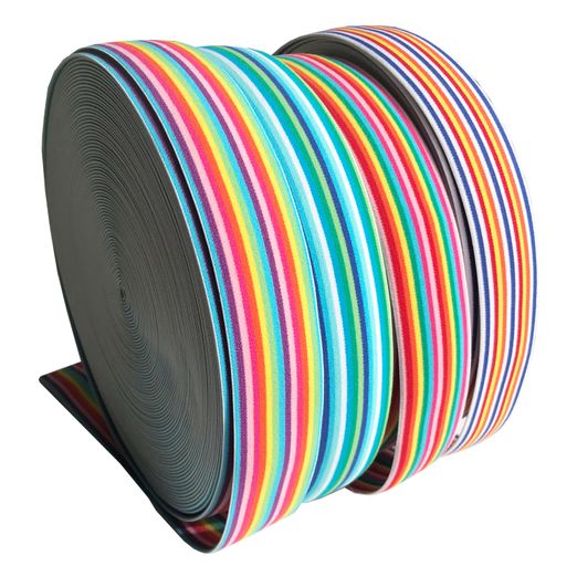 Gummiband 40mm bunt geringelt - Meterware Gummiband 40mm bunt geringelt - Meterware