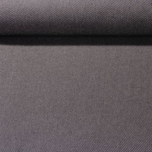 Canevas Doris - Fines rayures diagonales Noir Blanc