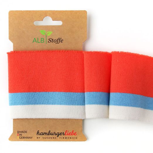 Bords cotes Cuff Me College par Albstoffe Orange bleu clair blanc