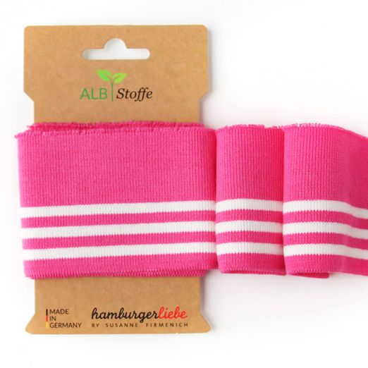 Bords cotes Cuff Me College par Albstoffe Rose vif blanc