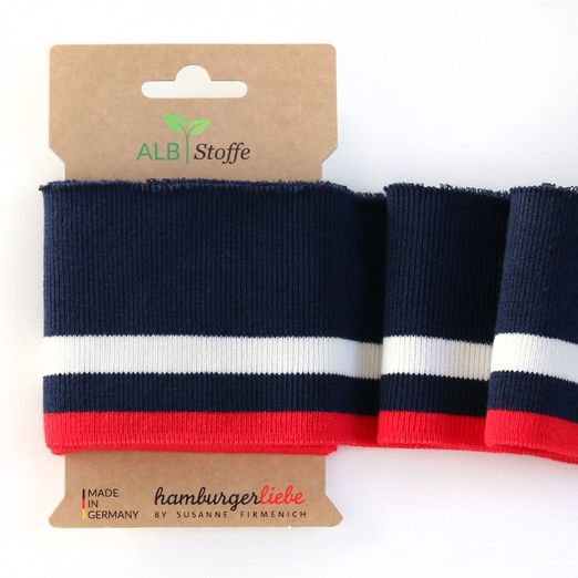 Cuff Me College Strick Navy Weiß Rot