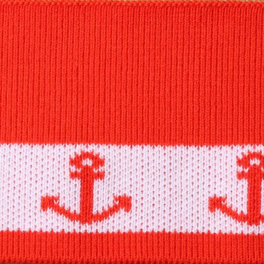 Bords côtes prêts à coudre - Ancres Rouge Blanc