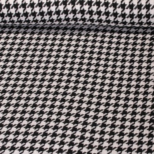 Tissu habillement  - Pied de poule "L" Noir Blanc