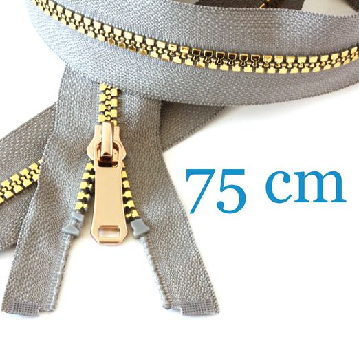 Fermeture éclair métallisée dorée séparable pour vestes 75 cm Fermeture éclair métallisée dorée séparable pour vestes 75 cm